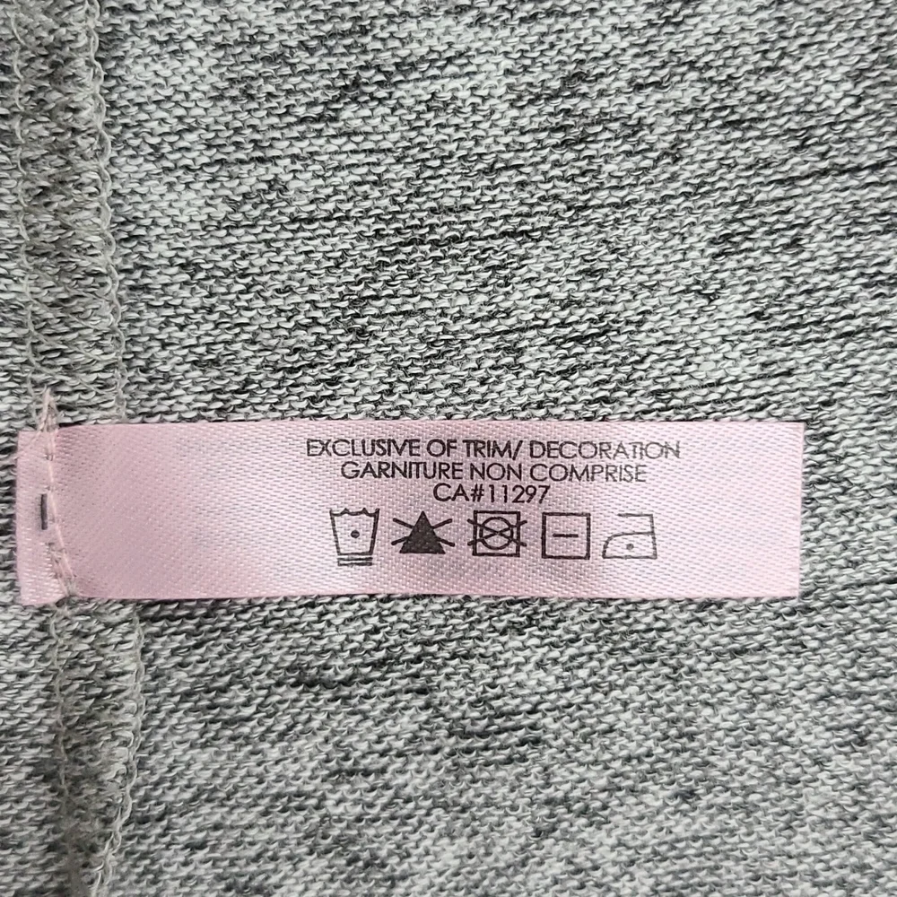 La Vie en Rose Open Front Hooded Cardigan Heathered Grey Pin Pockets Size XS / S - Picture 11 of 14